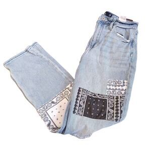 Hollister Size 3R Patchwork Jean Pants Distressed Waist 26 Length 27 Paisley